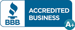 BBB Accredited Business logo with an "A+" rating displayed in the bottom right corner on a blue and white background.
